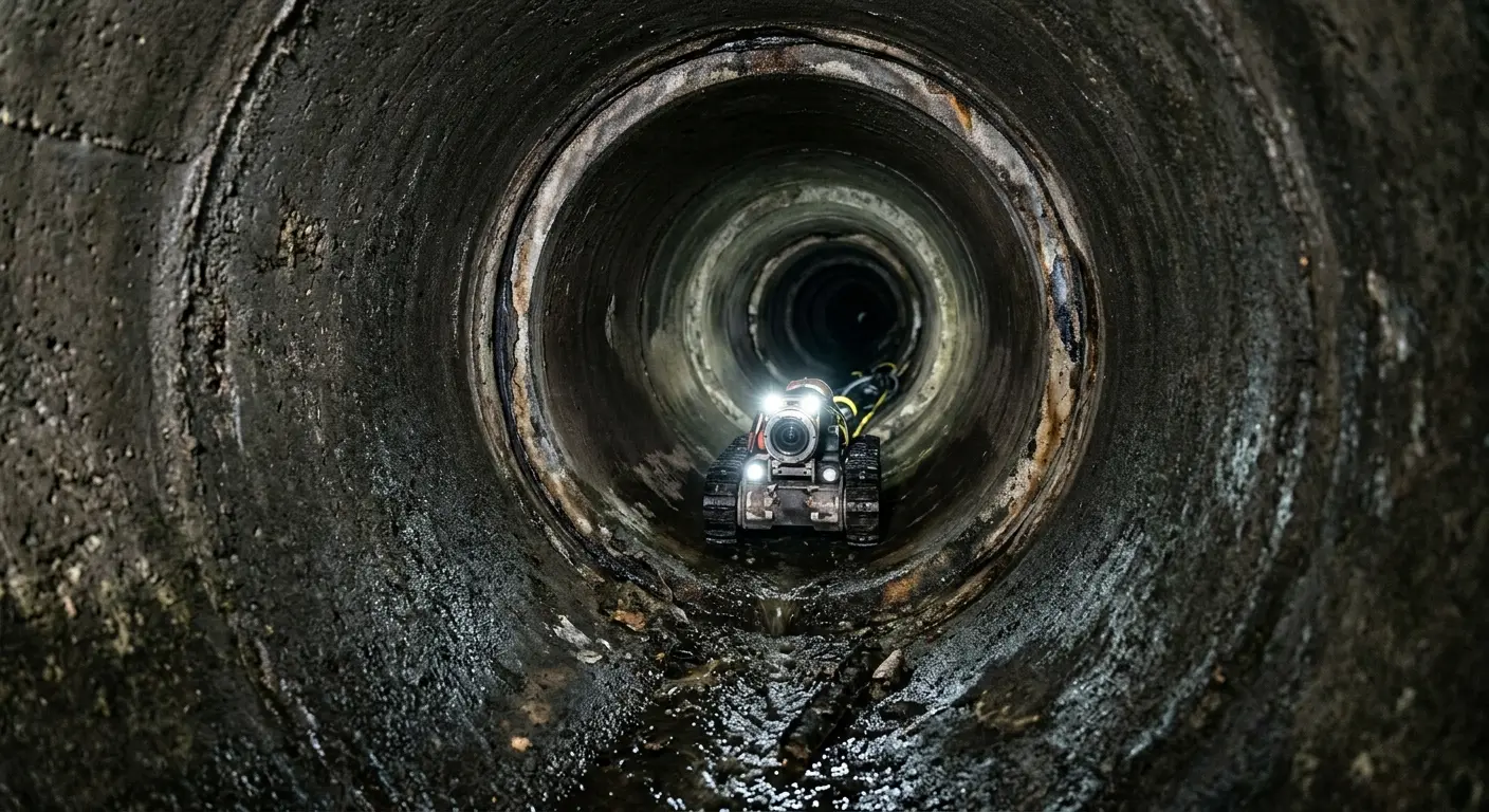Robotic sewer camera inspecting pipe interior for Sewer Line Repair in Glenn Heights